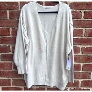 DEX $79 Ultra-Soft V-Neck Drop Shoulder Sweater Off White Women’s 3X NEW